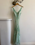 Vintage 90s Pure Silk Aquamarine Fairy Beaded Dress