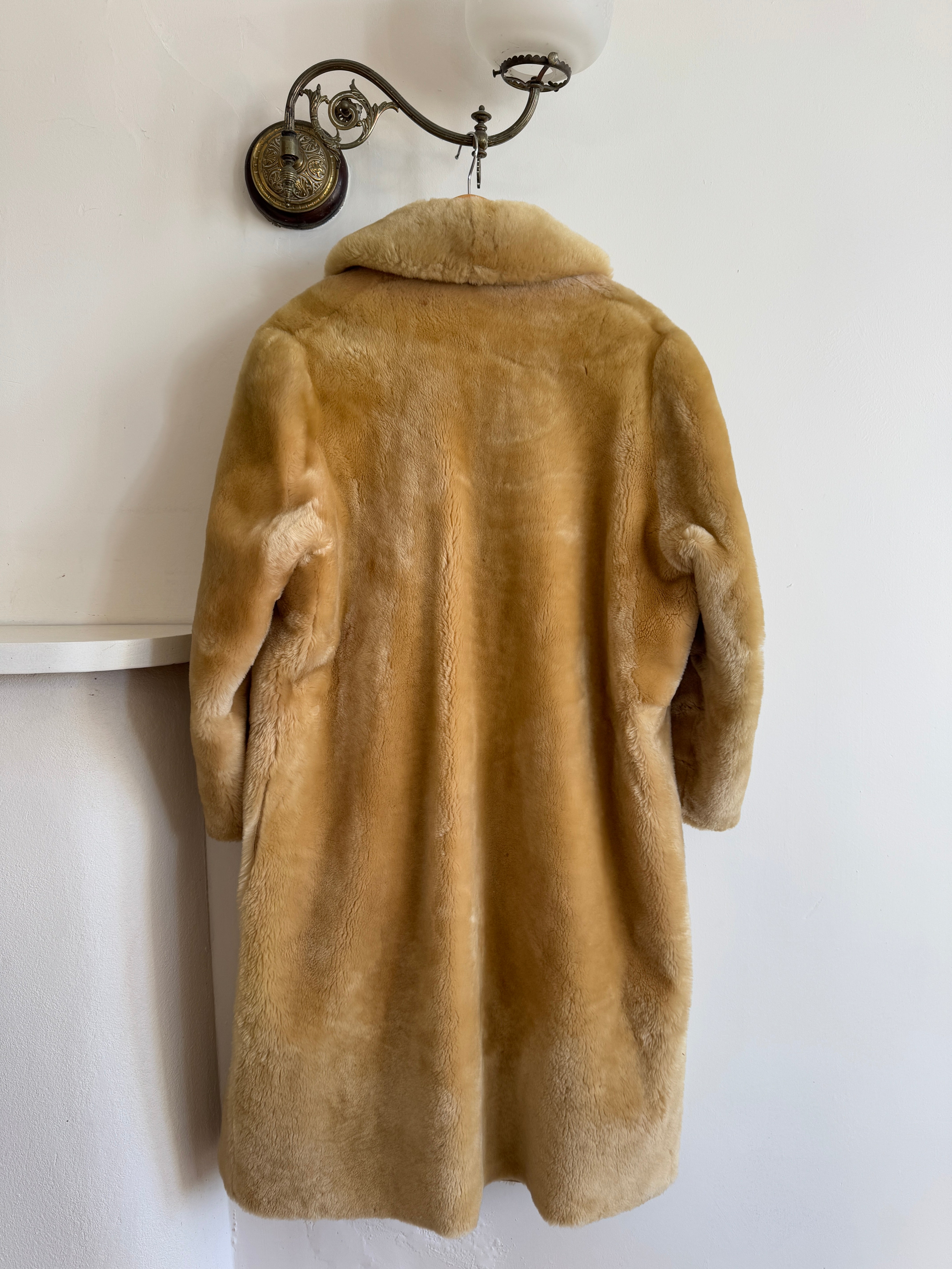 Vintage 70s Faux Shearling Butter Caramel Coat