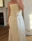 Vintage 90s Ruched Satin Two Piece Bridal Set Champagne