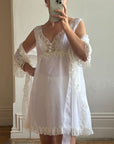 Vintage 60s Babydoll Peignoir Bridal Set Ivory