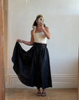 Vintage 70s Black Full Circle Taffeta Maxi Skirt