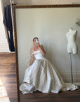 Vintage Y2K Pure Silk Drop Waist Satin Strapless Wedding Gown