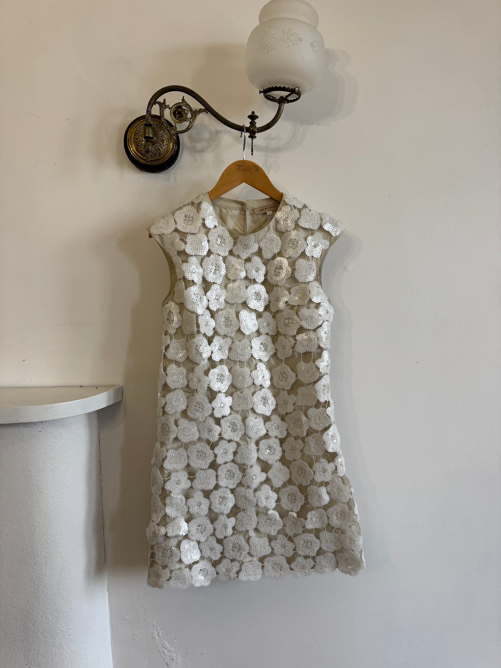 Vintage Y2K Lace Sequin Flower Mini Dress