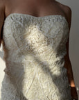 Vintage 90s Ribbon Crochet Embroidered Mini Dress