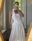 Vintage 90s Australian Made Lace Halter Satin Wedding Dress