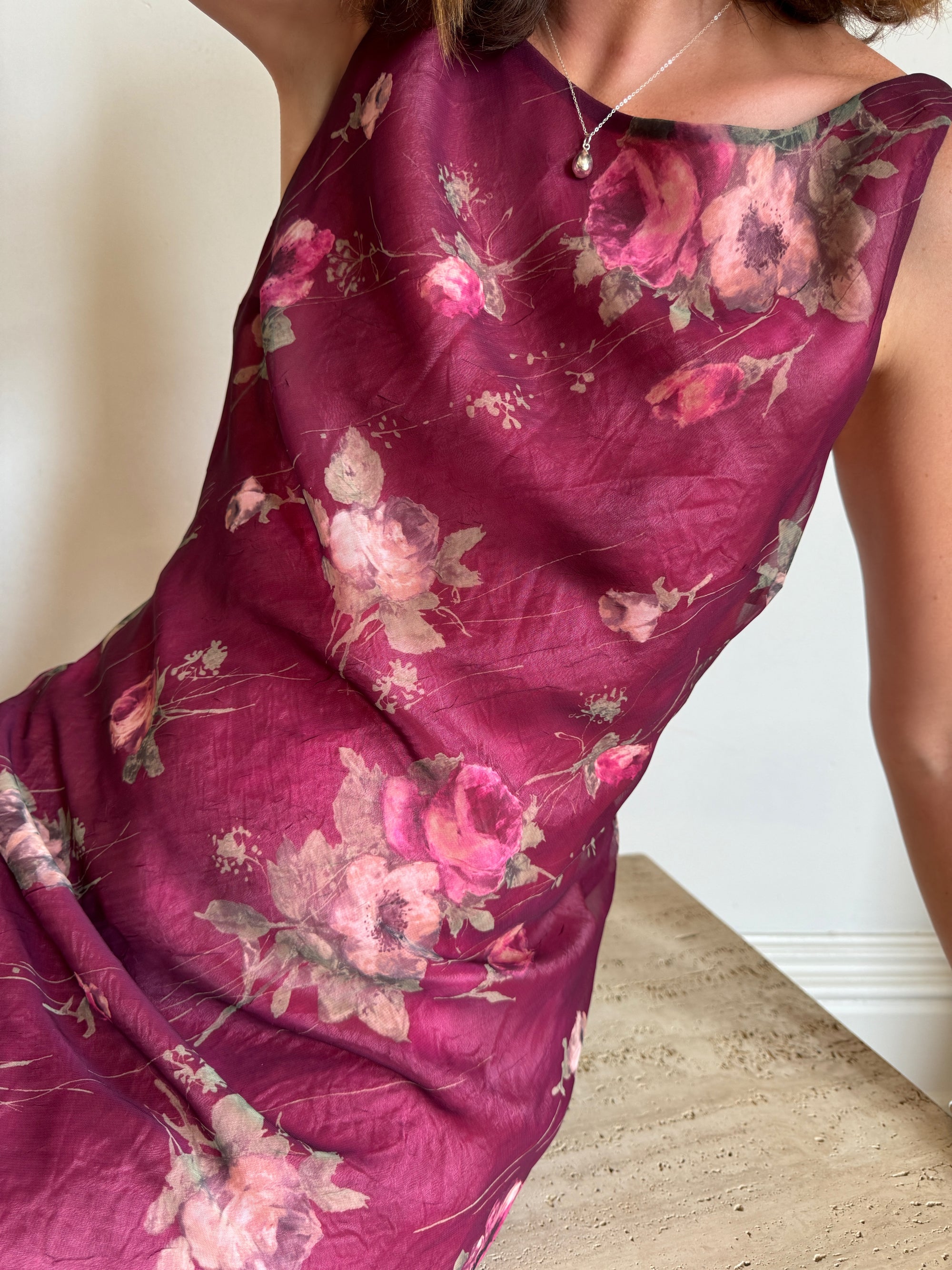 Vintage 90s Plum Floral Sundress