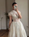 Vintage 50s Sheer Brodiere Anglaise Tiered Wedding Dress