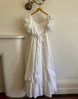 Vintage 80s Taffeta Puff Sleeve Wedding Dress Ivory