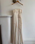 Vintage 90s Silk Chiffon Empire Wedding Gown Creme