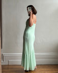 Vintage Y2K Asymmetric Chiffon Ruffle Dress Mint Green