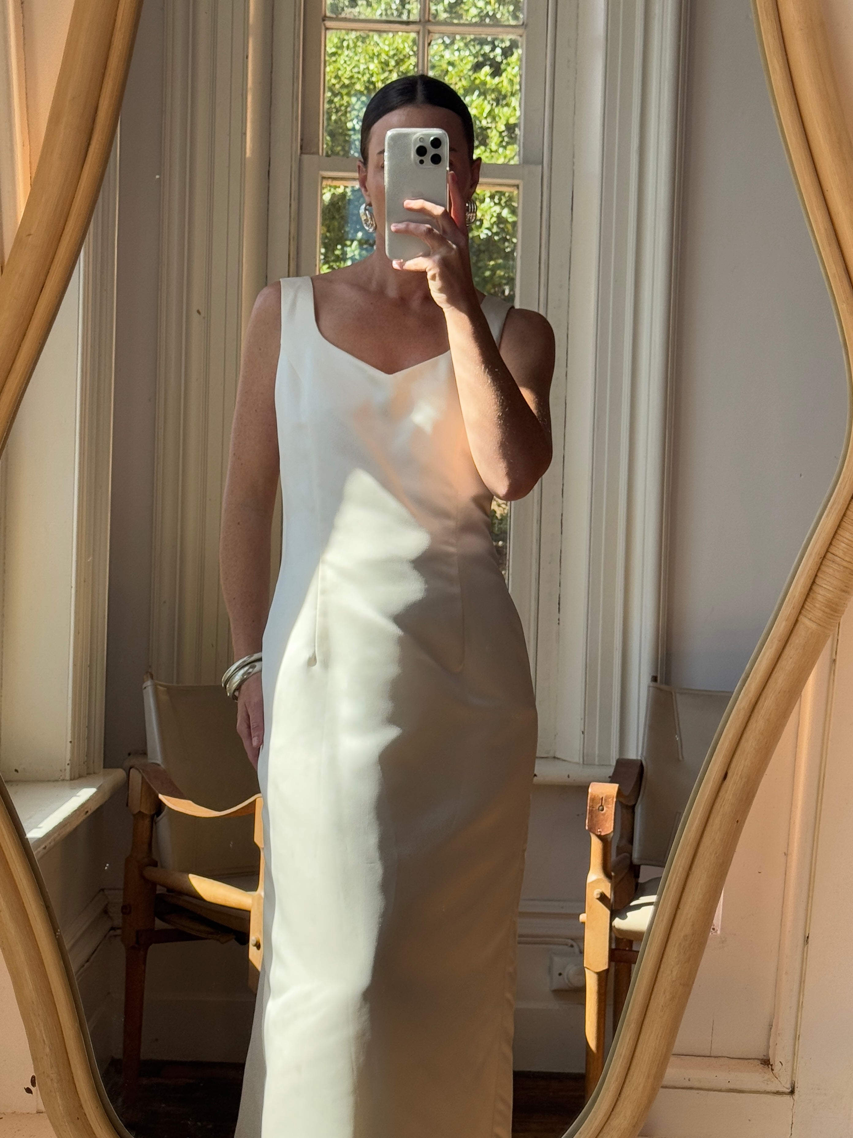 Vintage 90s Satin Slip Ribbon Crossover Bow Bridal Midi