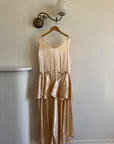 Vintage 20s Flapper Champagne Wedding Dress With Rosettes