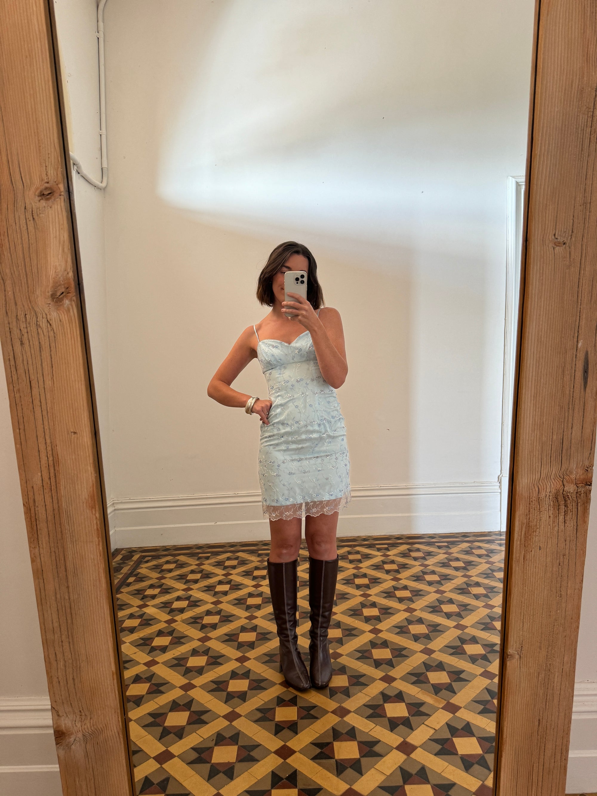 Vintage 90s Baby Blue Party Dress