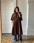 Vintage 50s Wool Button Up Cape Trench