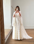 Vintage 70s Butterfly Lace Bridal Gown