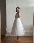 Vintage 80s Cupcake Tulle Dress With Salmon Waist Tie