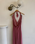 Vintage Y2K Australian Made Dusty Pink Jersey Dress With Silver Buckle