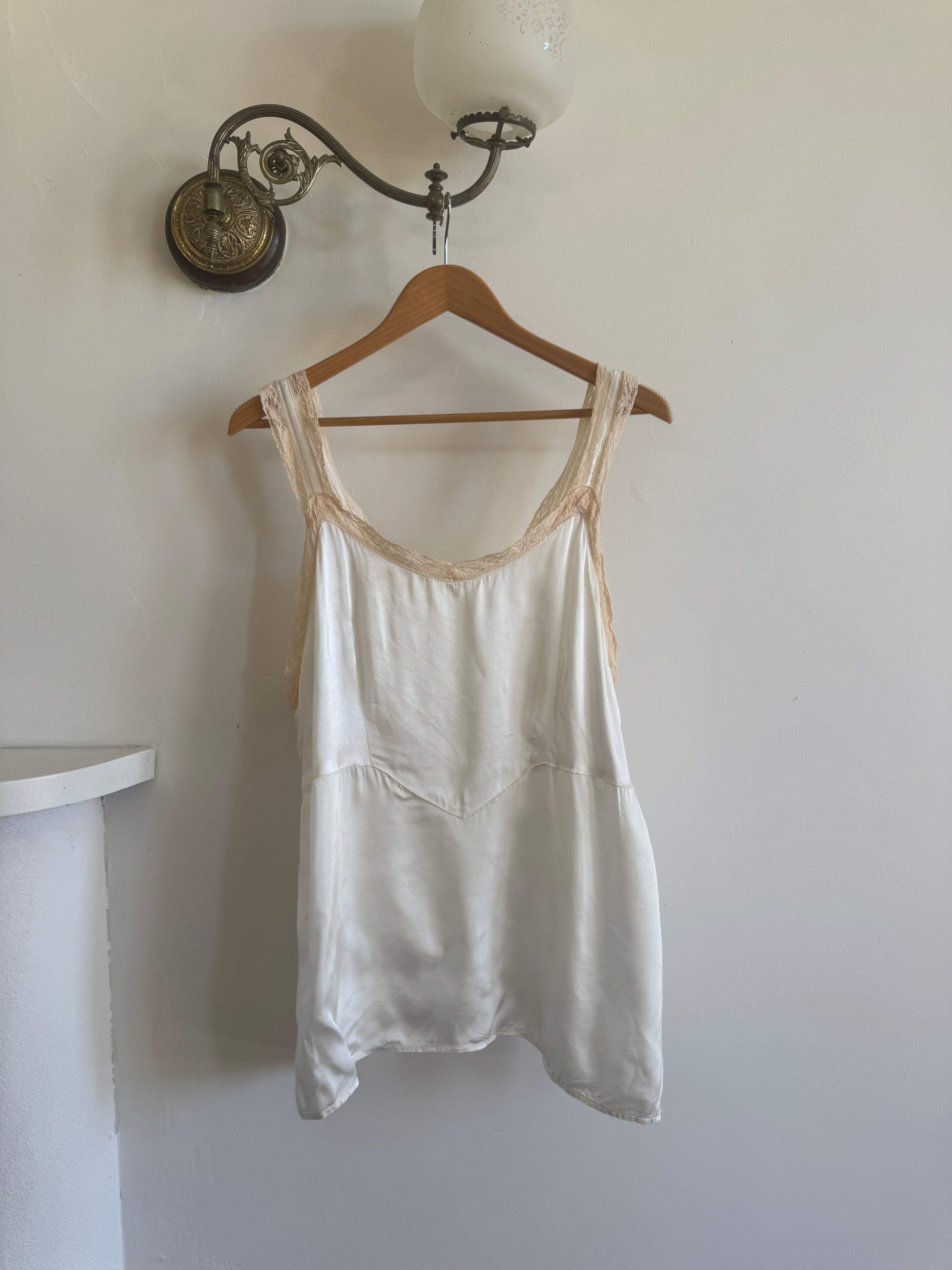 Vintage 50s Satin Longline Camisole Ivory