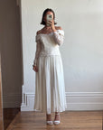 Vintage 90s Lace Off The Shoulder Chiffon Wedding Dress