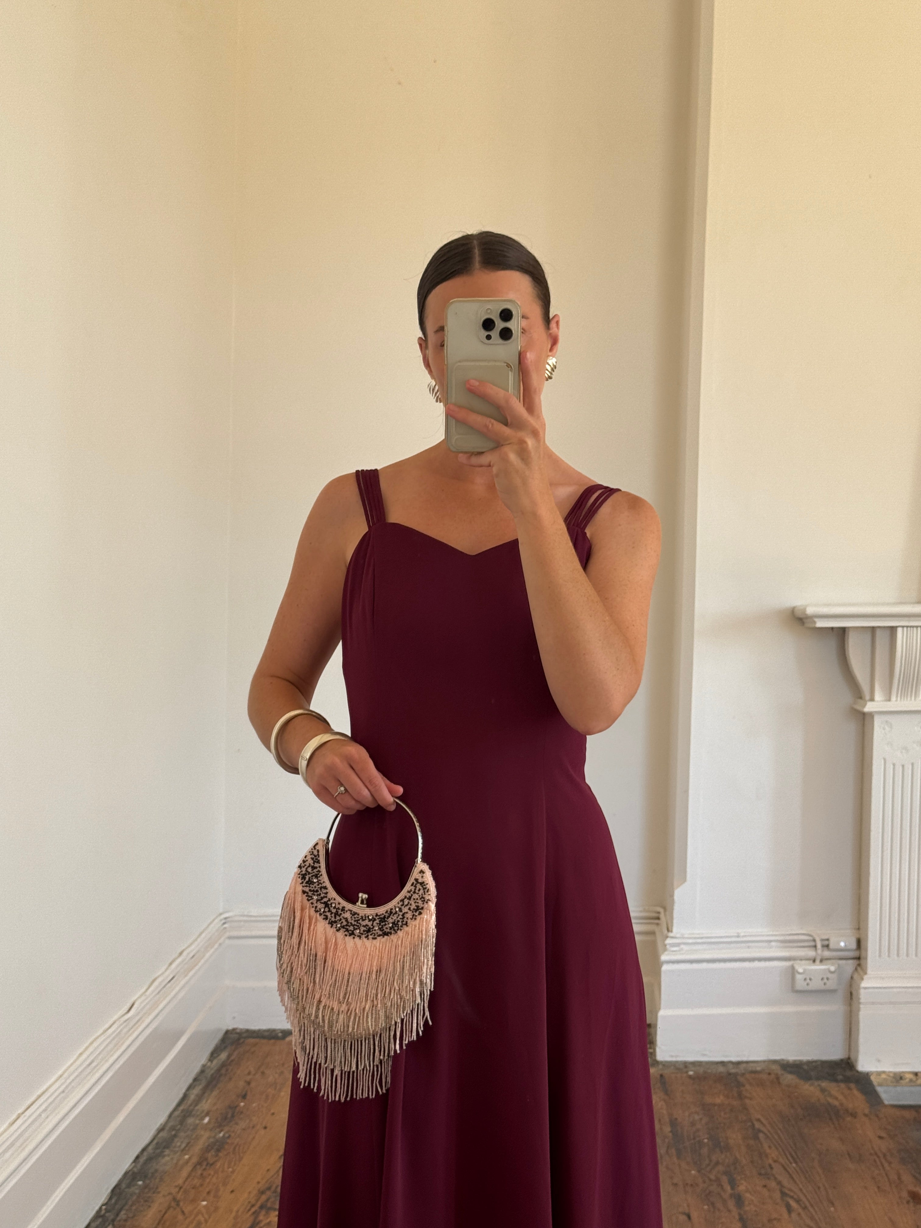Vintage 90s Australian Made Plum Strappy Dress