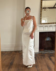 Vintage 90s Satin Jacquard Bodice and Skirt Set Ivory