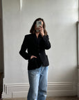 Vintage 90s Wool Fitted Jacket Black