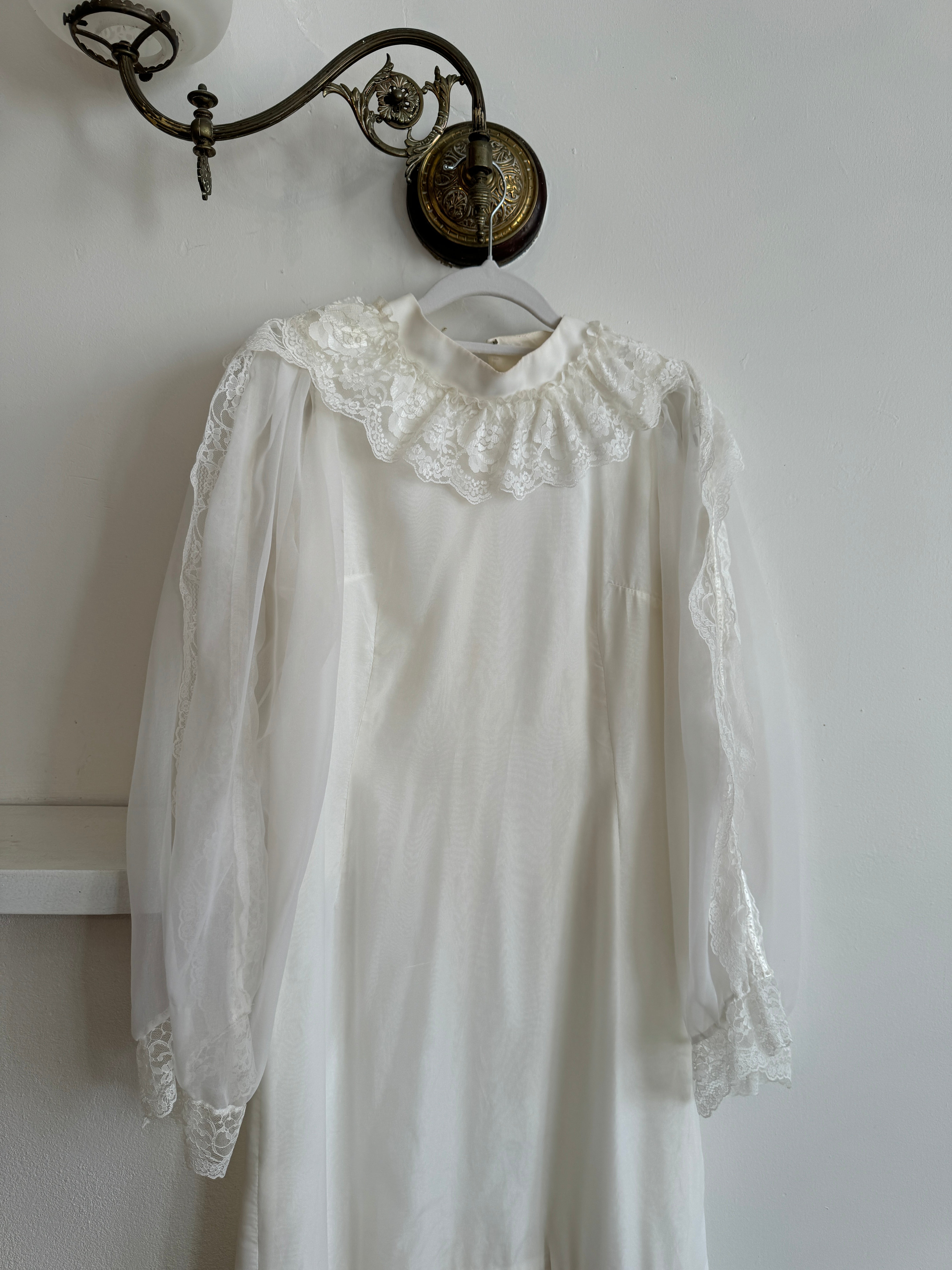 Vintage 70s Ruffled Bridal Midi