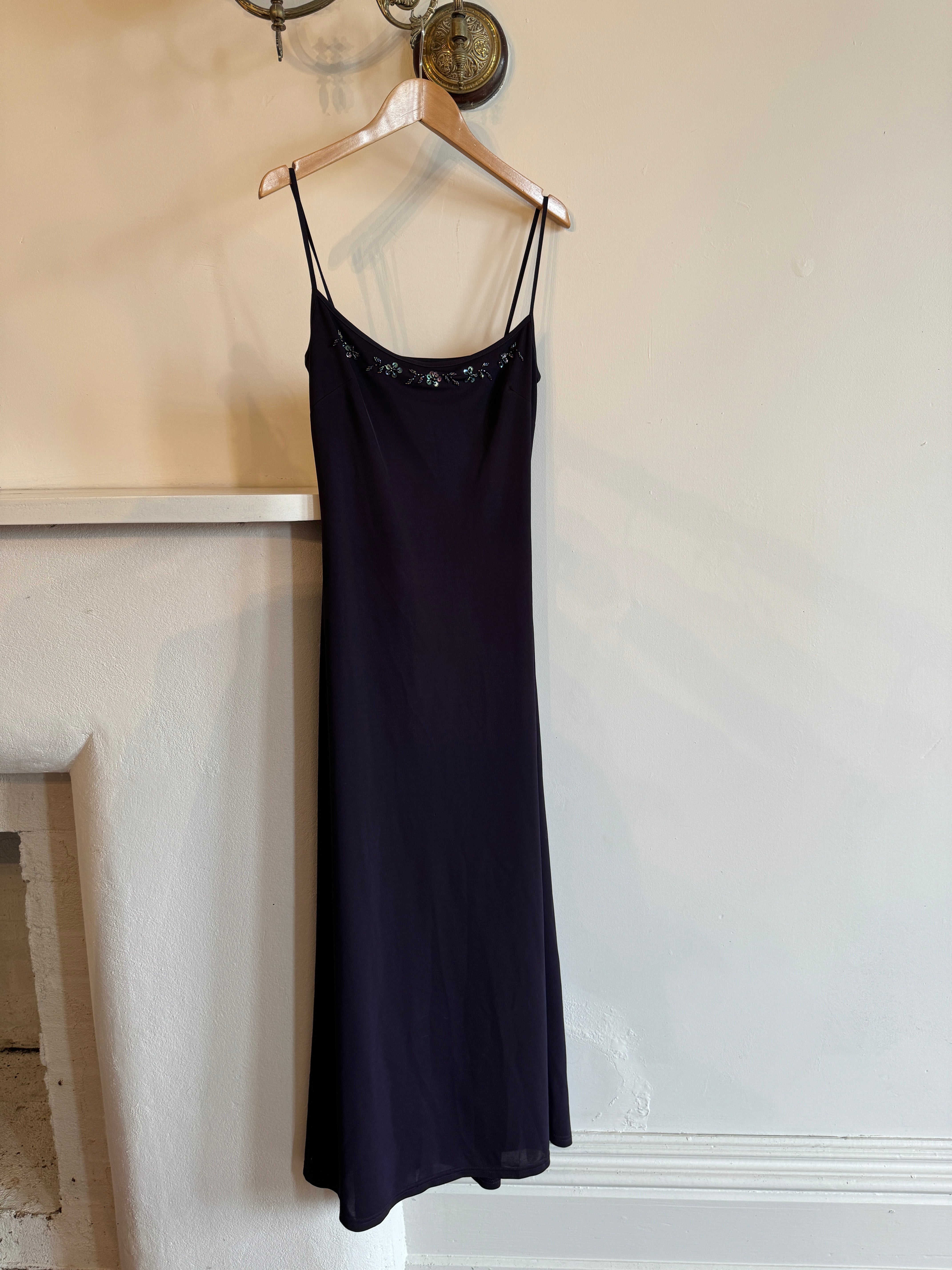 Vintage 90s Midnight Bias Strappy Dress with Sequins