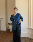 Vintage 90s Ralph Lauren Silk Shirt Teal
