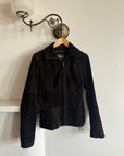 Vintage 90s Patchwork Suede Leather Jacket Deep Brown