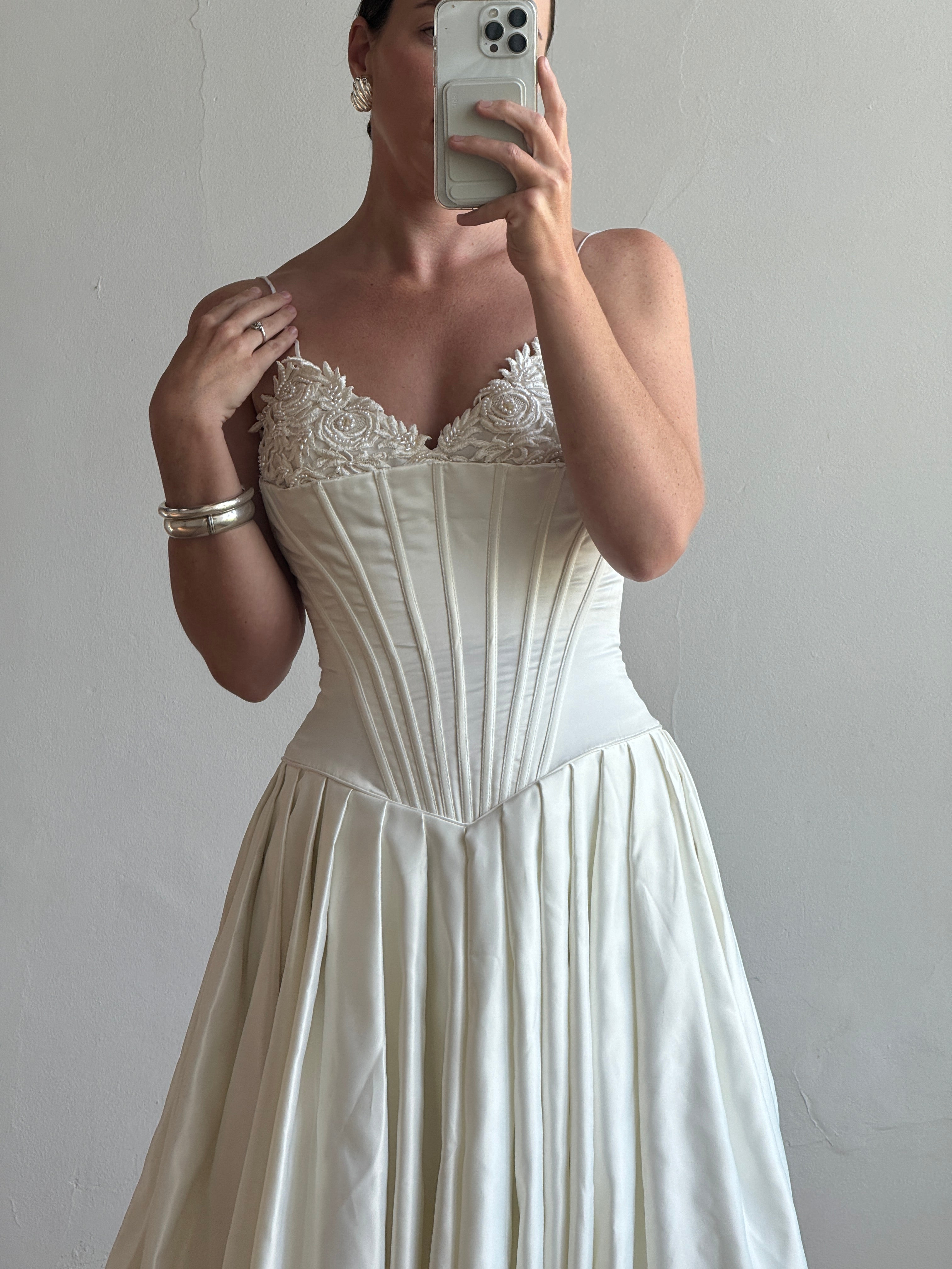 Vintage 1992 Corset Satin Wedding Gown