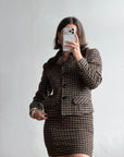 Vintage 90s Italian Chocolate Plaid Twin Faux Fur Set