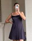 Vintage 90s Satin Micro Mini Dress Navy Satin