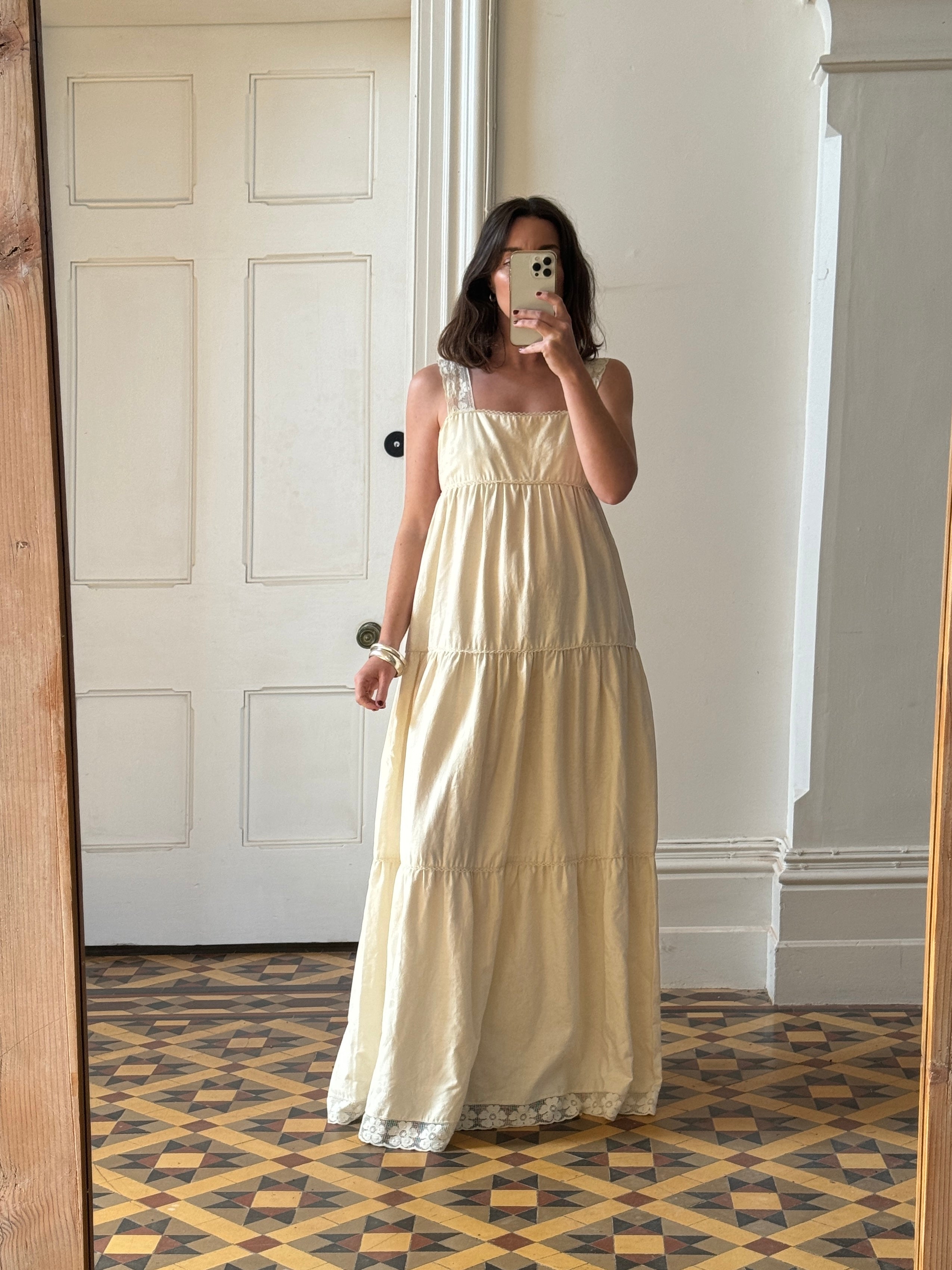 Vintage 70s Cotton Sundress Creme Call Me The Breeze