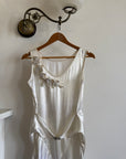 Vintage 30s Satin Bias Belted Bridal Midi