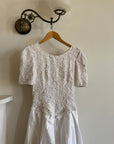 Vintage 80s Rope Embroidered Taffeta Wedding Gown