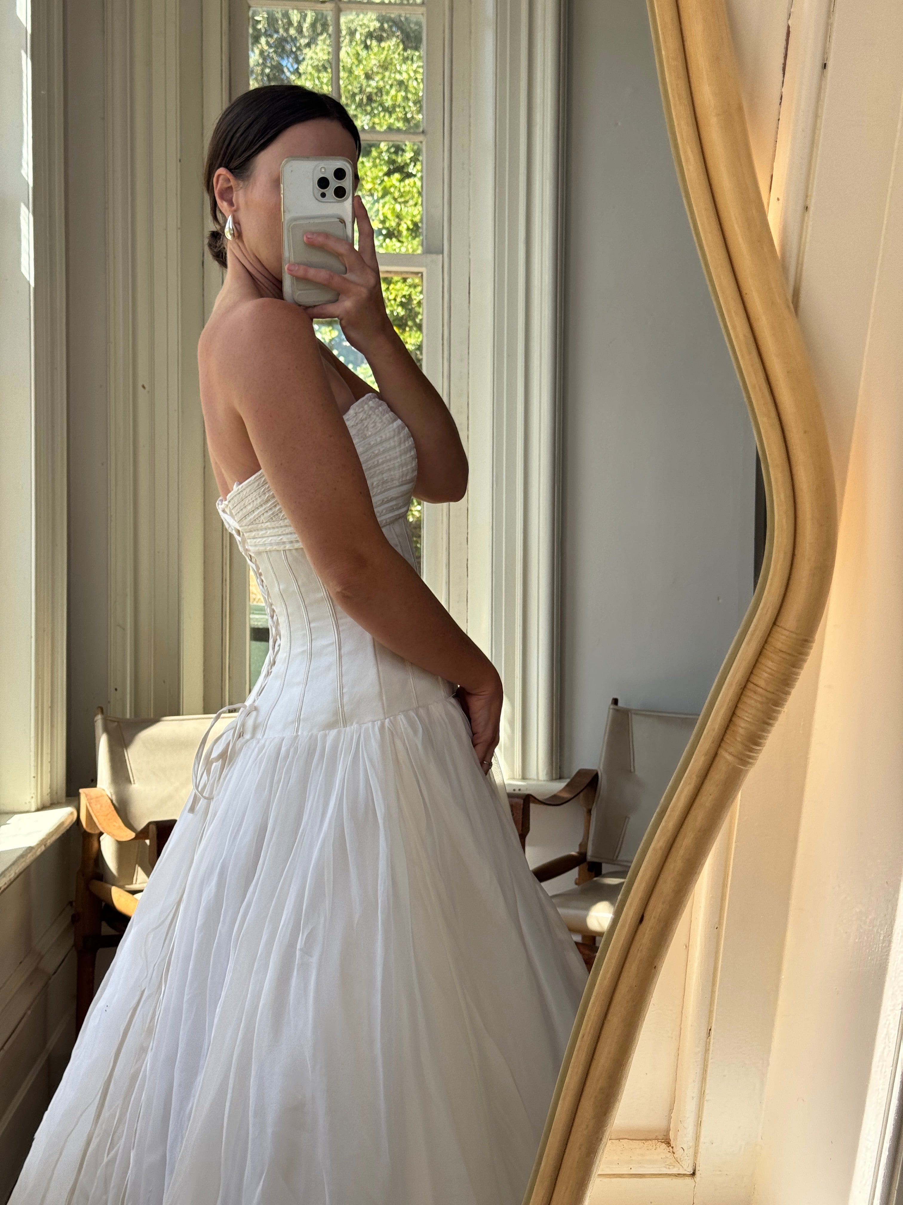 Vintage Y2K Pure Silk Drop Waist Princess Wedding Gown