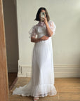 Vintage 60s Empire Organza Floral Wedding Dress