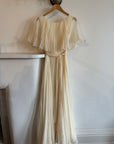 Vintage 60s Pleated Flutter Maxi Creme