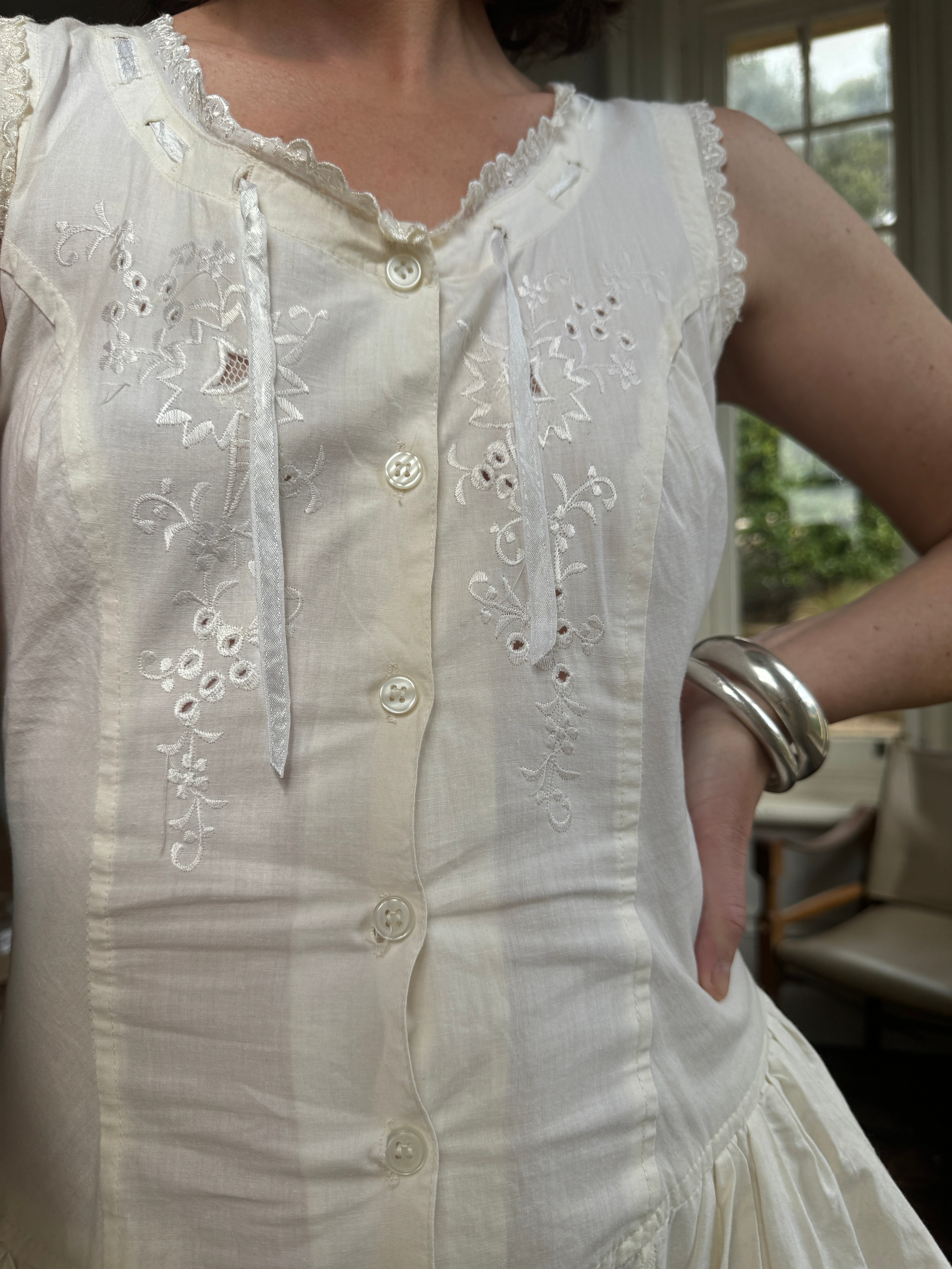 Vintage 80s Cotton Tiered Sundress