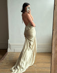 Vintage 90s Gold Shimmer Backless Gown