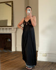 Vintage 80s Sheer Lace Slip Dress Noir
