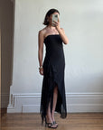 Vintage 90s Fairy Strapless Prom Dress Noir