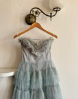 Vintage 40s Duck Egg Blue Tulle Prom Dress