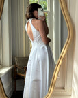 Vintage 90s Satin Halter Wedding Dress With Daisies