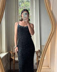 Vintage 90s Pure Silk Sparkle Dress Noir