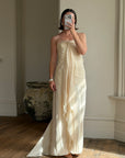 Vintage 90s Pure Silk Waterfall Strapless Bridal Gown