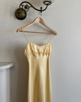Vintage 90s Butter Yellow Organza Bias Slip Dress