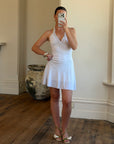 Vintage Y2K Jersey Halter Mini Dress White