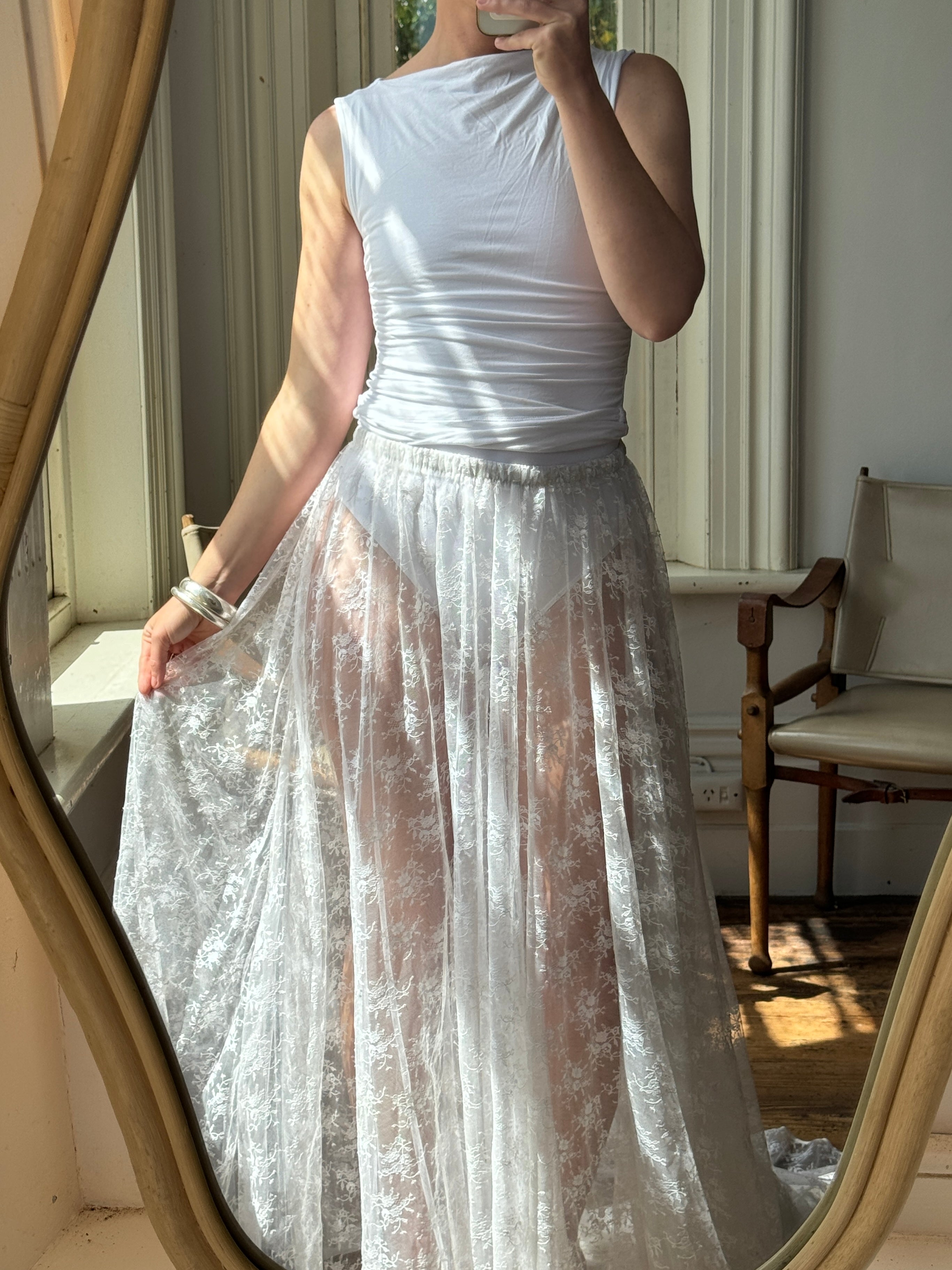 Vintage Lace Bridal Skirt with Train